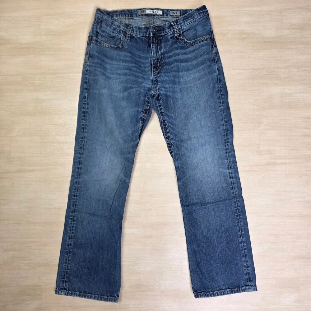 BKE Derek Bootcut Jeans Men's 34 R‎ x 31 Blue Wash Denim Casual